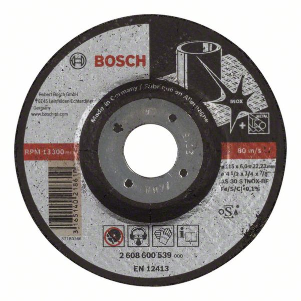 Slipeskive Bosch AS 30 S INOX BF; 115x6 mm
