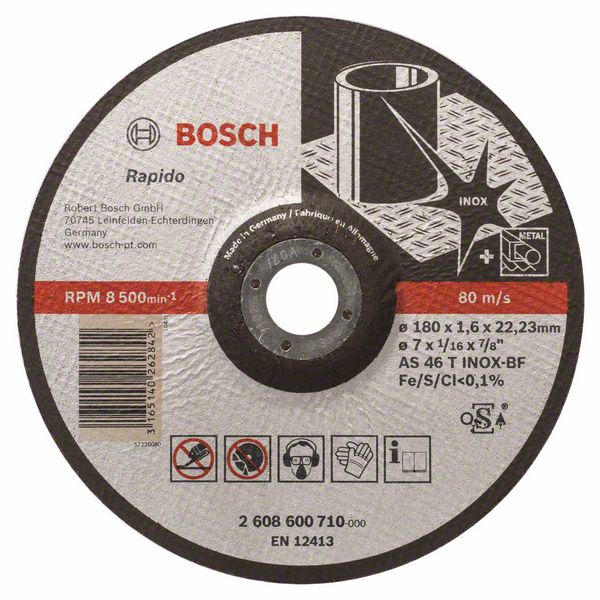 Abrasiv kappeskive Bosch AS 46 T INOX BF; 180x1,6 mm