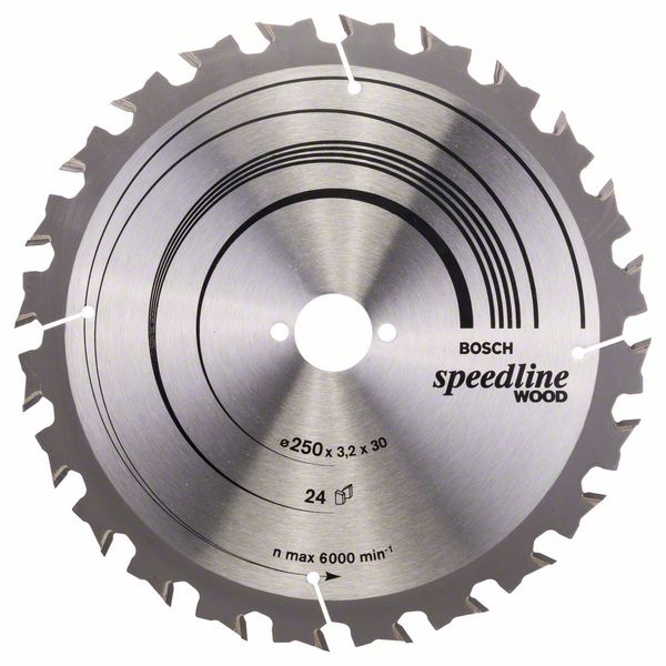 Sagblad for tre Bosch SPEEDLINE WOOD; 250x3,2x30,0 mm; Z24; 15°