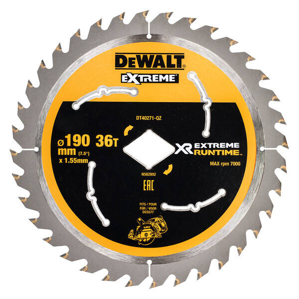 Sagblad for tre DeWalt DT40271-QZ; 190 mm; Z36