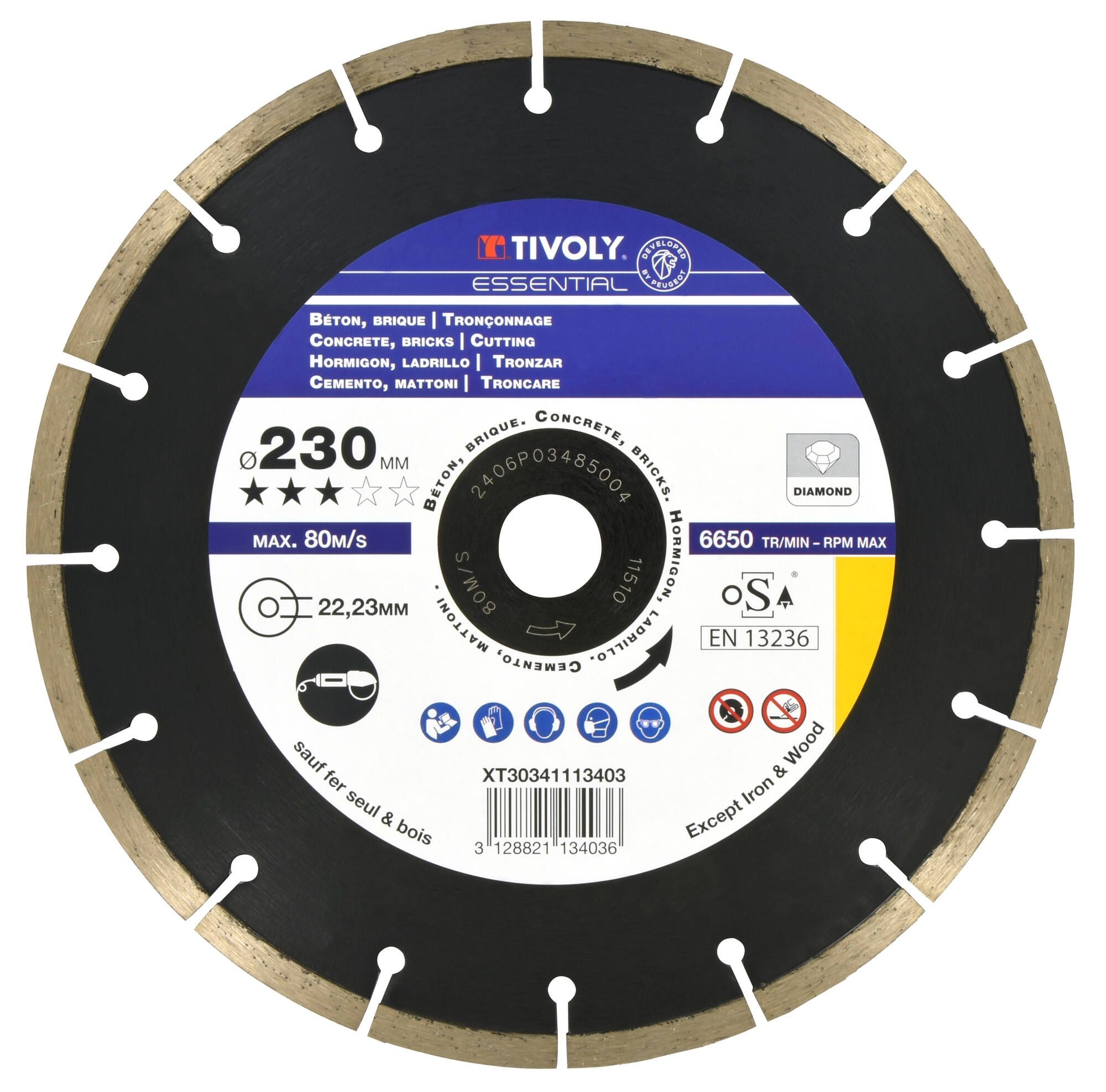 Diamantkappeskive Tivoly XT30341113403; 230x2,0x22,2 mm