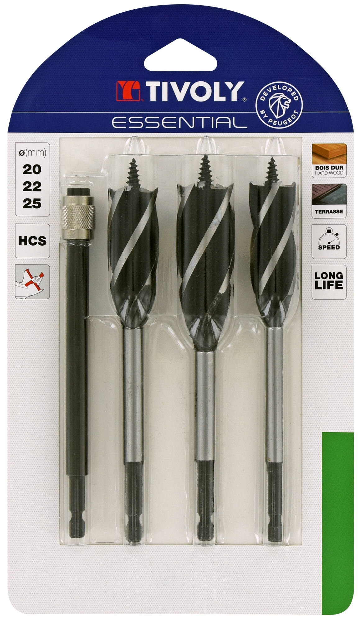 Borsett for tre Tivoly 10802720001; 20-25 mm; 3 stk. + forlenger