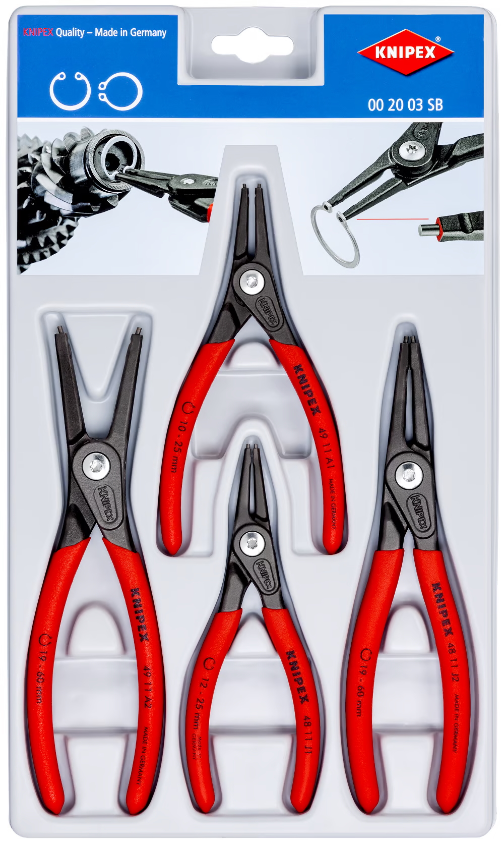 Tangsett Knipex 002003SB; 4 stk