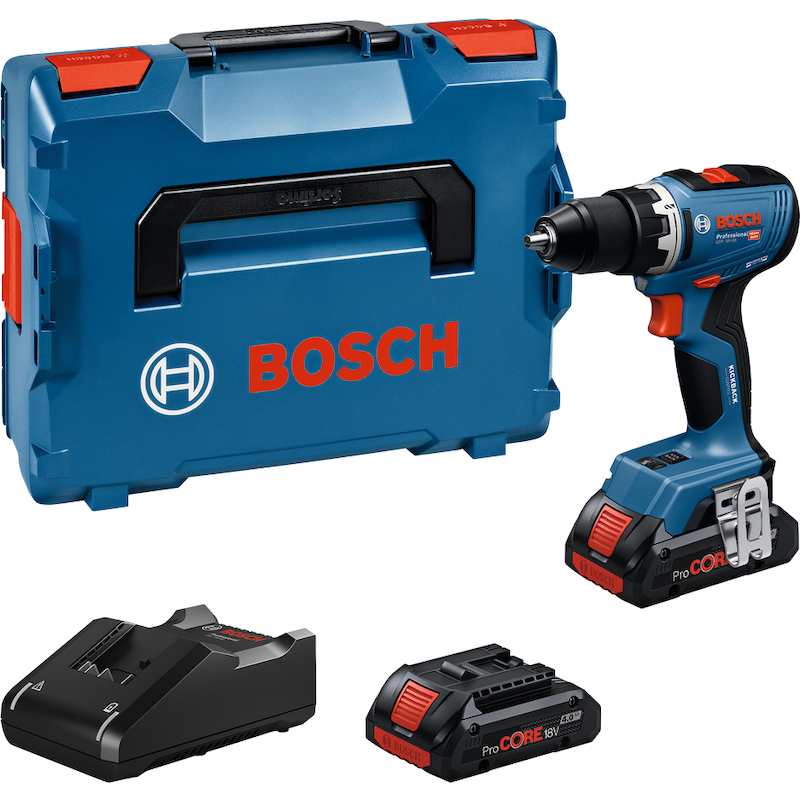 Batteridrevet borskrutrekker Bosch GSR 18V-65 Professional; 18 V; 2x4,0 Ah batteri. + L-Boxx 136