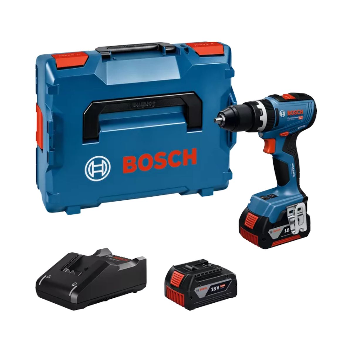 Slagskrutrekker / bor Bosch GSB 18V-65 Professional; 18 V; 2x5,0 Ah batteri. + L-Boxx 136