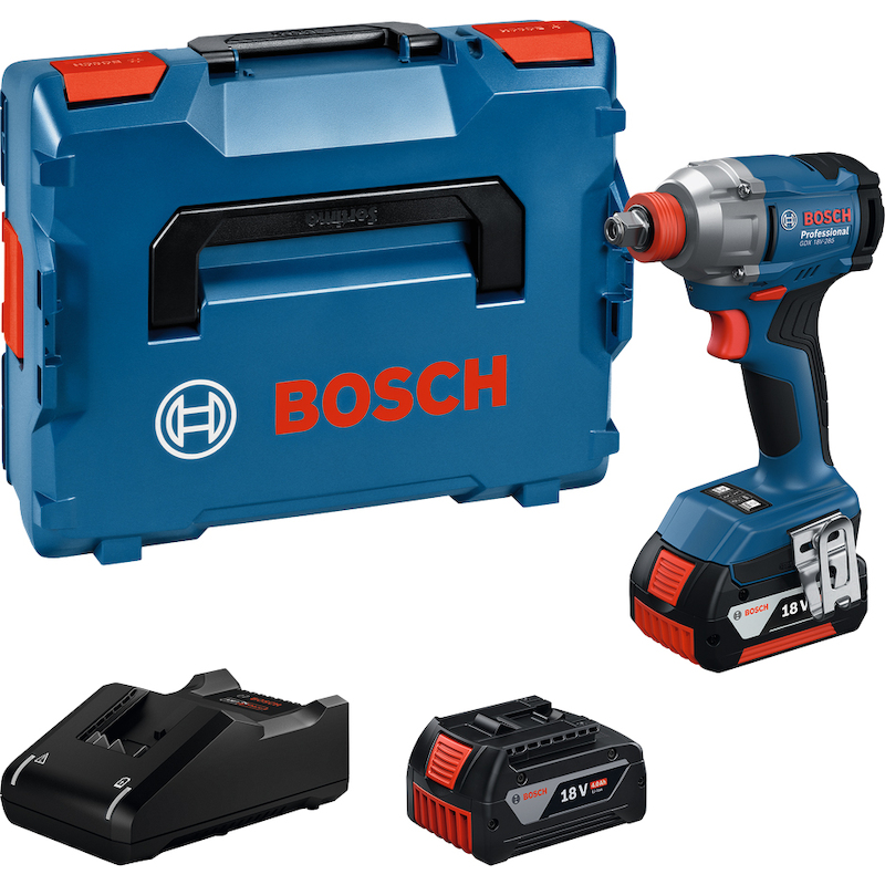 Slagskrutrekker / slagmuttertrekker Bosch GDX 18V-285 Professional; 18 V; 2x4,0 Ah batteri. + L-Boxx 136