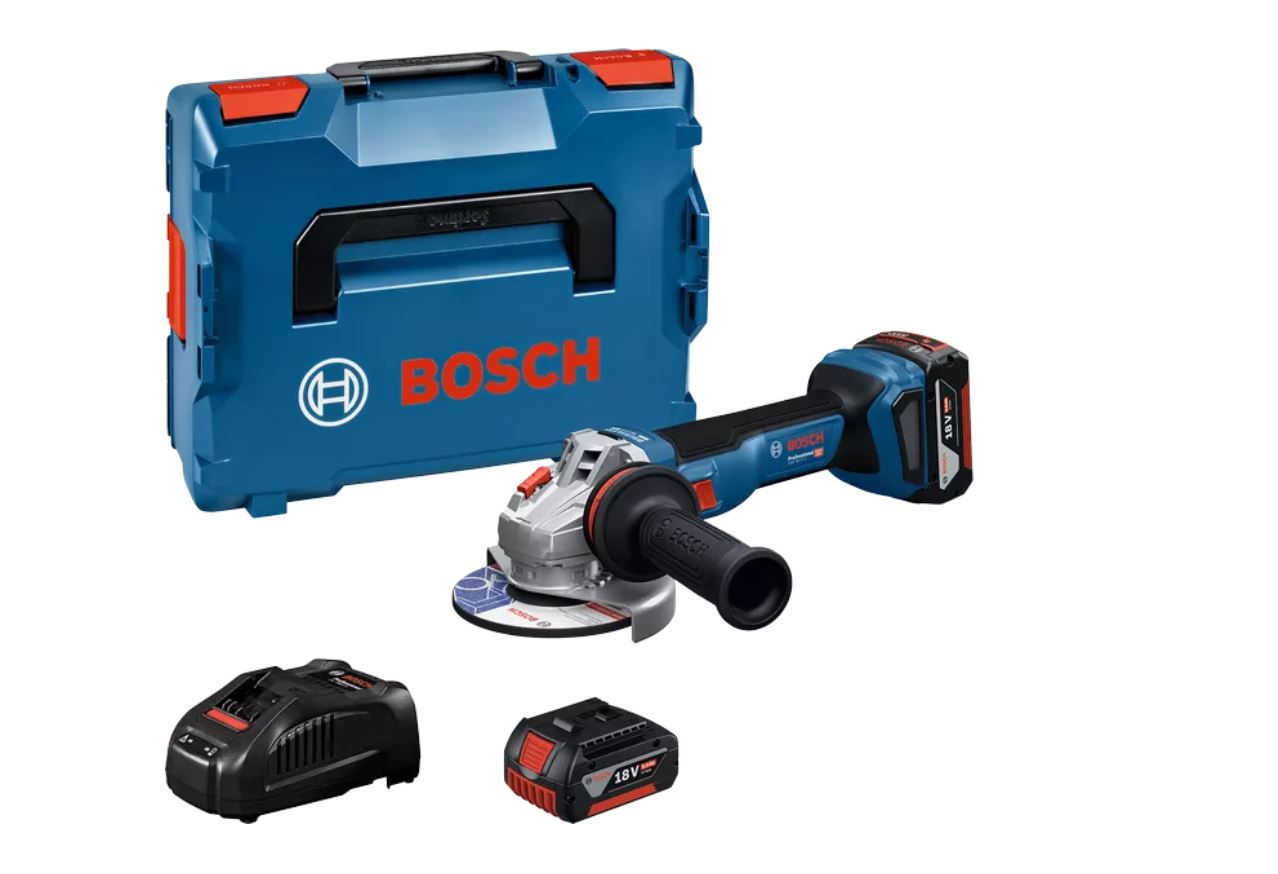 Batteridrevet vinkelsliper Bosch GWS 18V-11 S Professional; 125 mm; 18 V; 2x5,0 Ah batteri. + L-Boxx 136