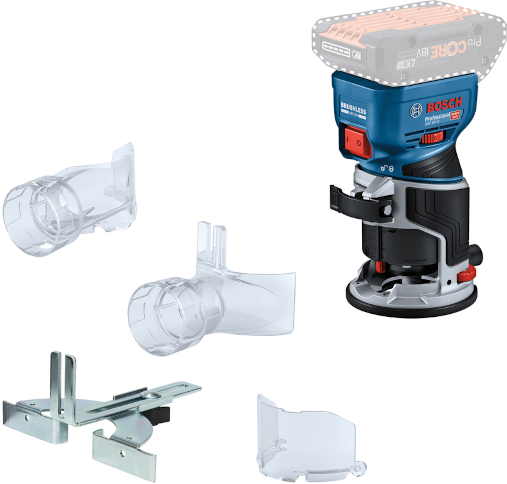 Batteridrevet kantfres Bosch GKF 18V-8 Professional; 18 V (uten batteri og lader)