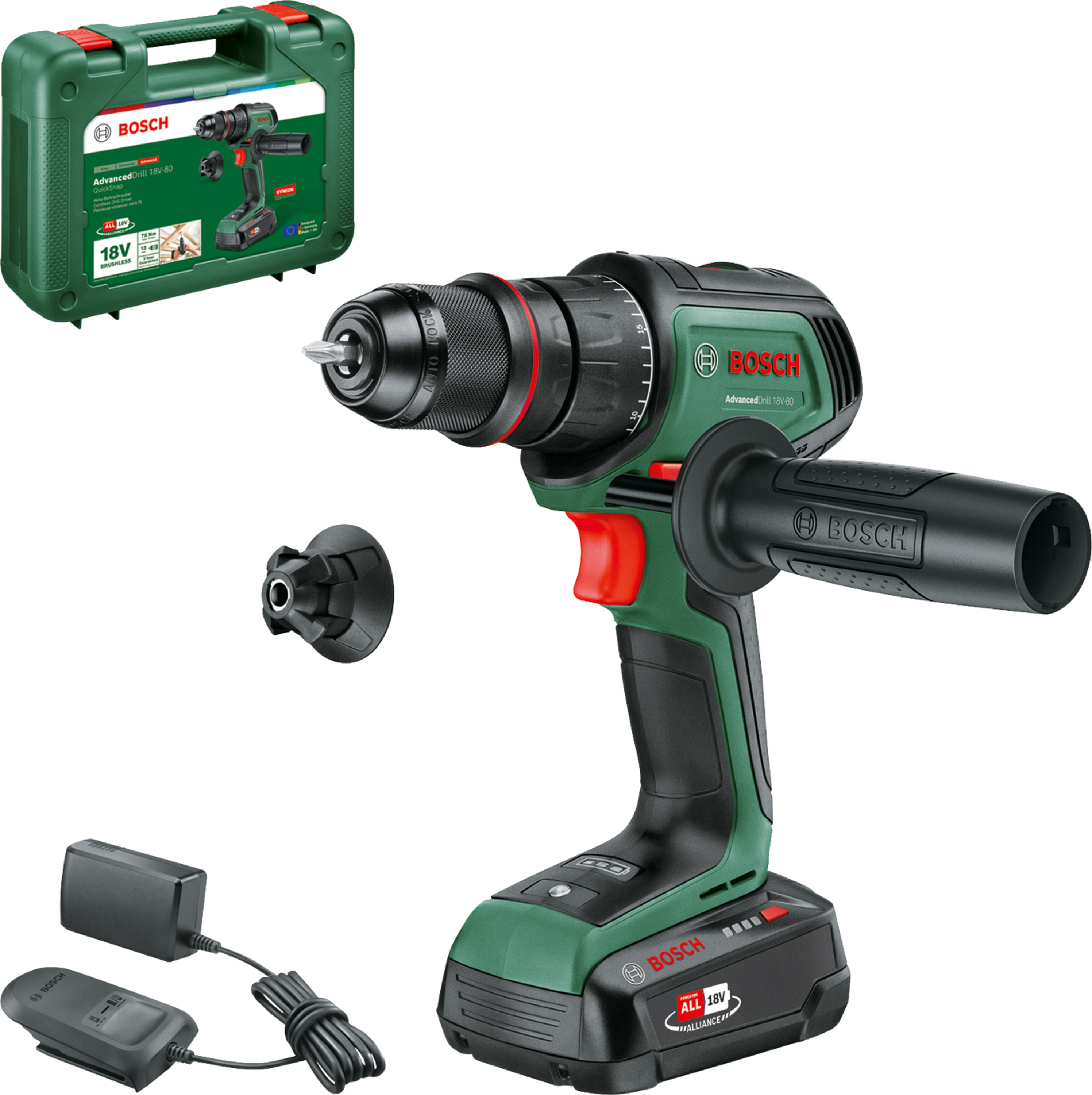 Skrutrekker/bor Bosch AdvancedDrill 18V-80 QuickSnap; 18 V; 1x2,5 Ah batteri.; med koffert