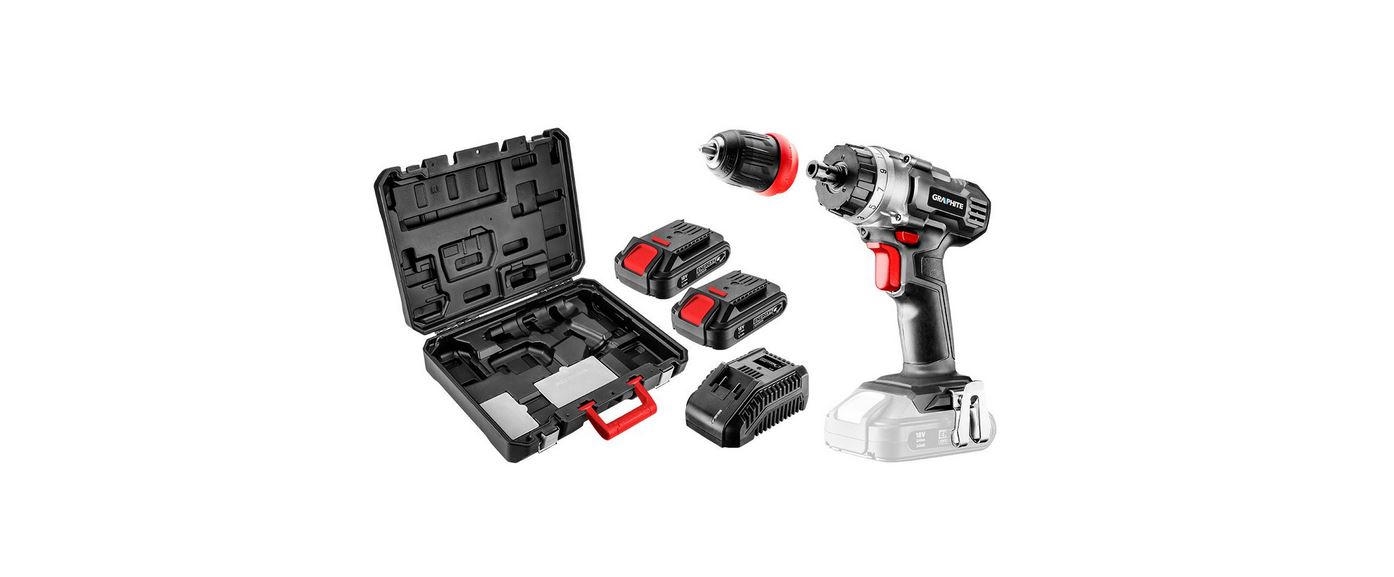 Skrutrekker/bor Graphite 58G022-SET2; 18 V; 2x2,0 Ah batteri.; med koffert