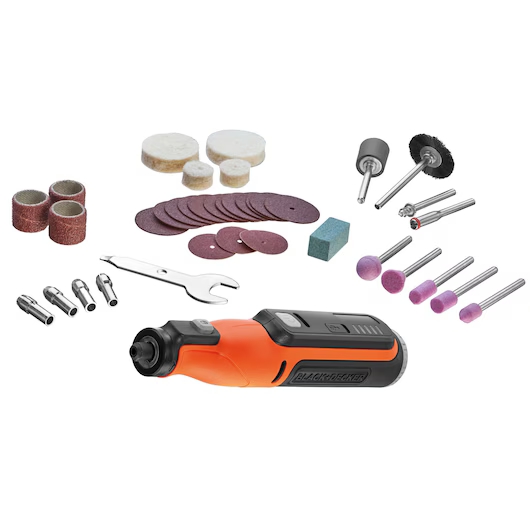 Rotasjonsverktøy Li-ion batteri Black & Decker BCRT8I-XJ; 7,2 V + 36 tilbehør