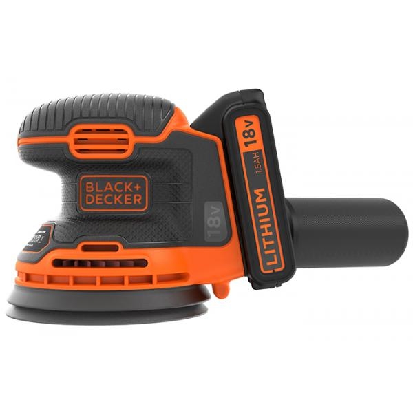 Eksentersliper Black & Decker BDCROS18-QW; 18 V; 1,5 Ah batteri + lader