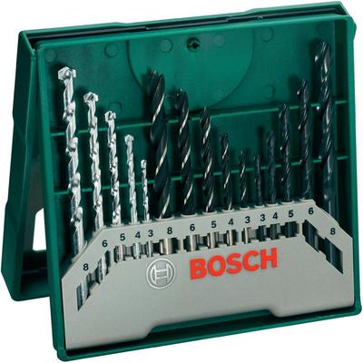 Universalt metallborsett Bosch Mini X-Line; 3-8 mm; 15 stk