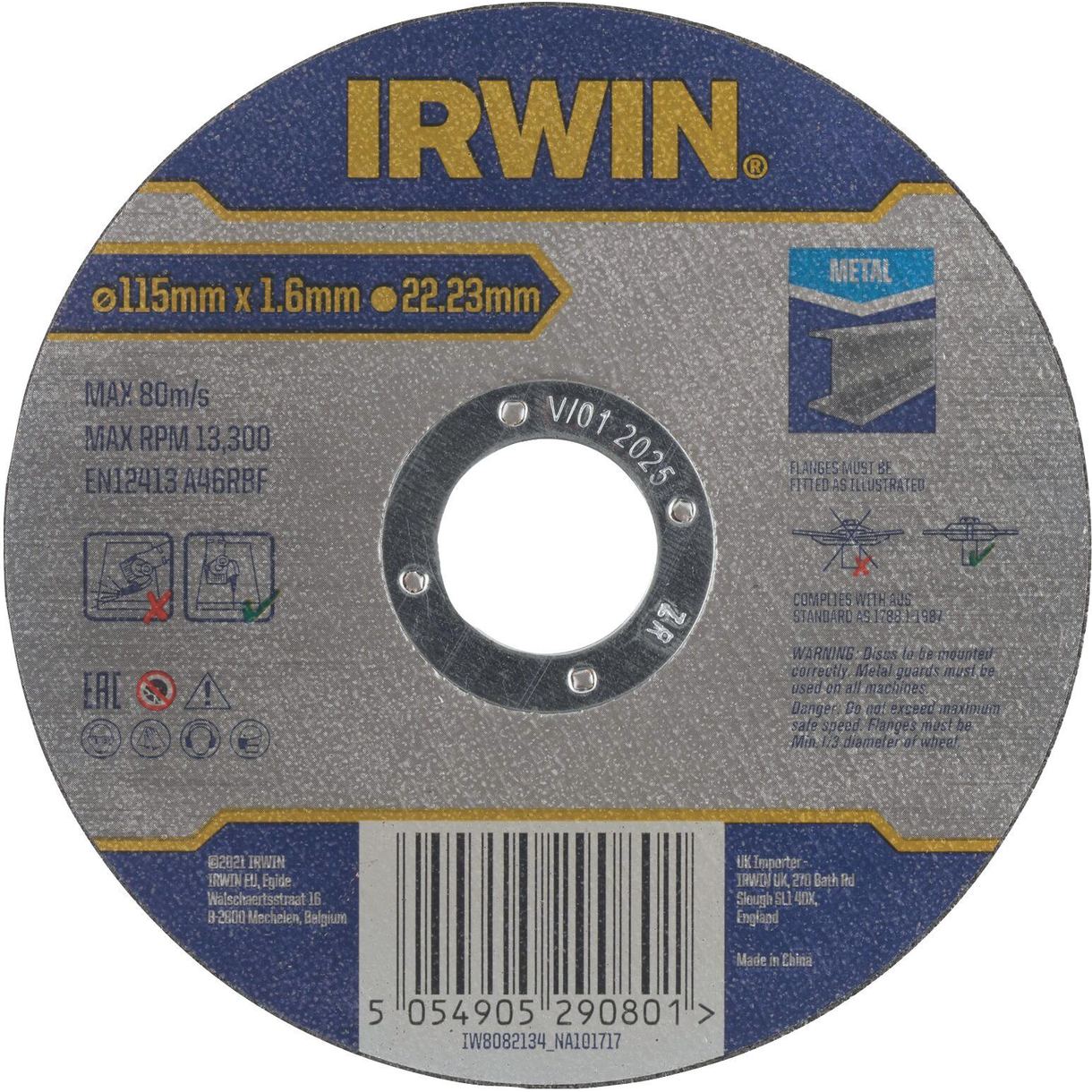 Abrasiv kappeskive Irwin IW8082134; 115x1,6 mm