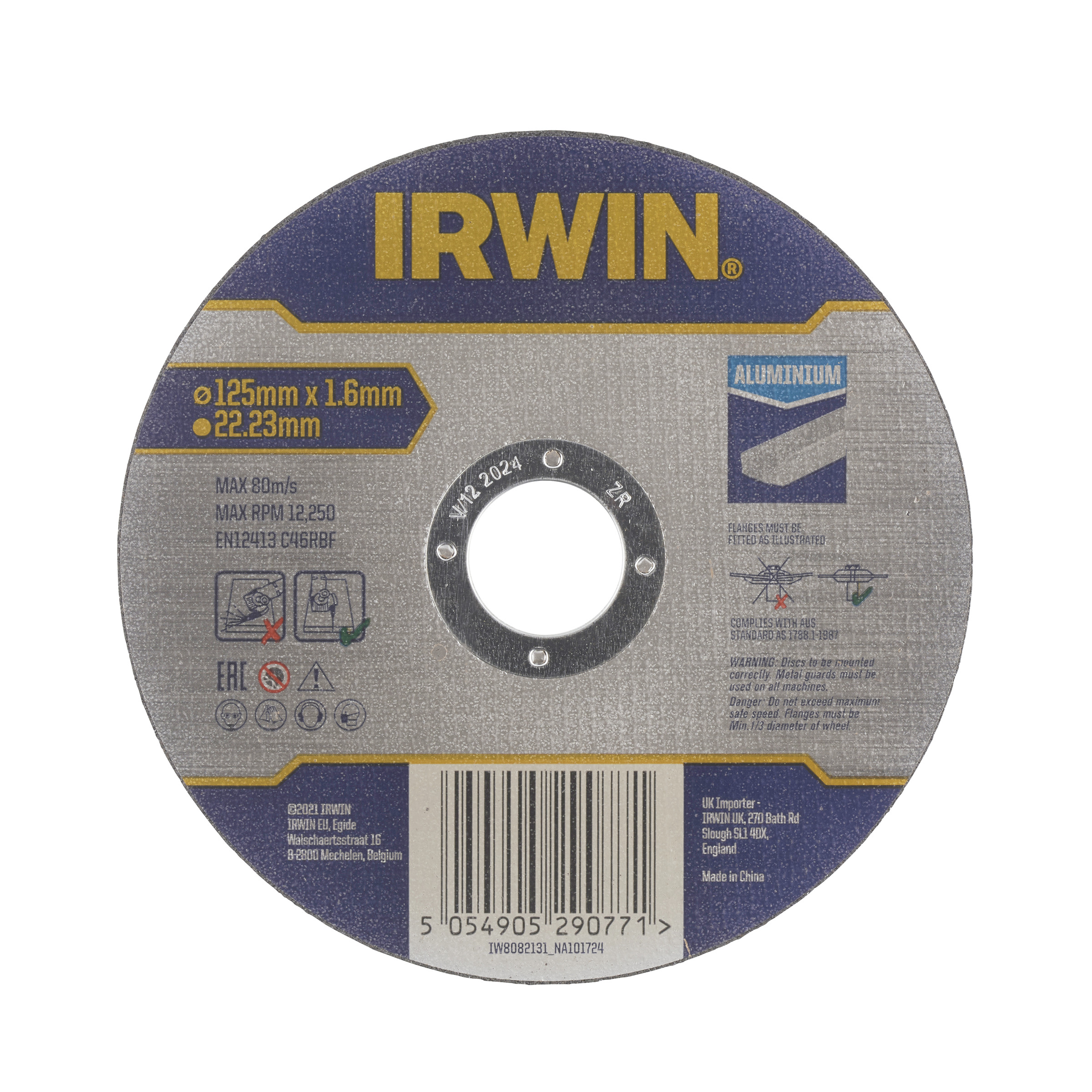 Abrasiv kappeskive Irwin IW8082131; 125x1,6 mm