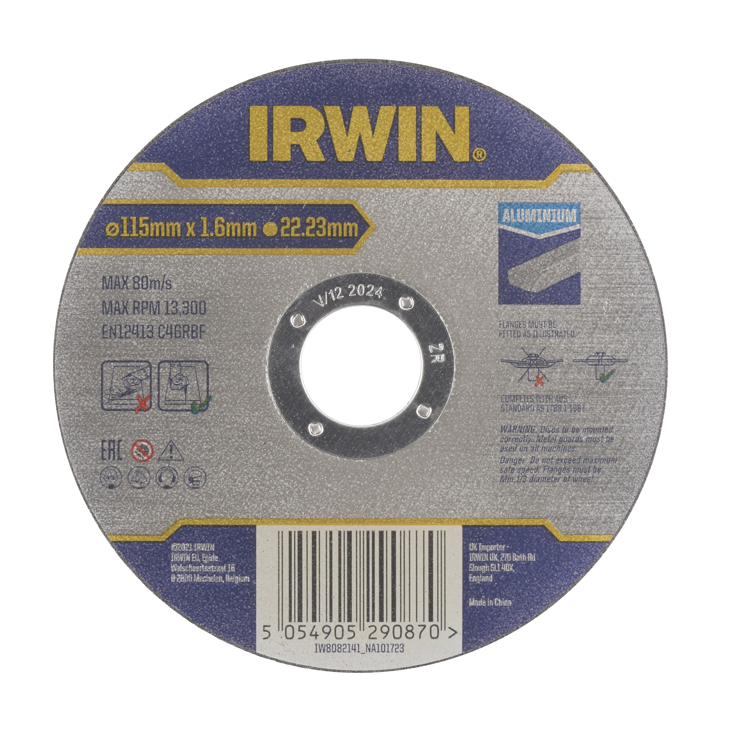 Abrasiv kappeskive Irwin IW8082141; 115x1,6 mm
