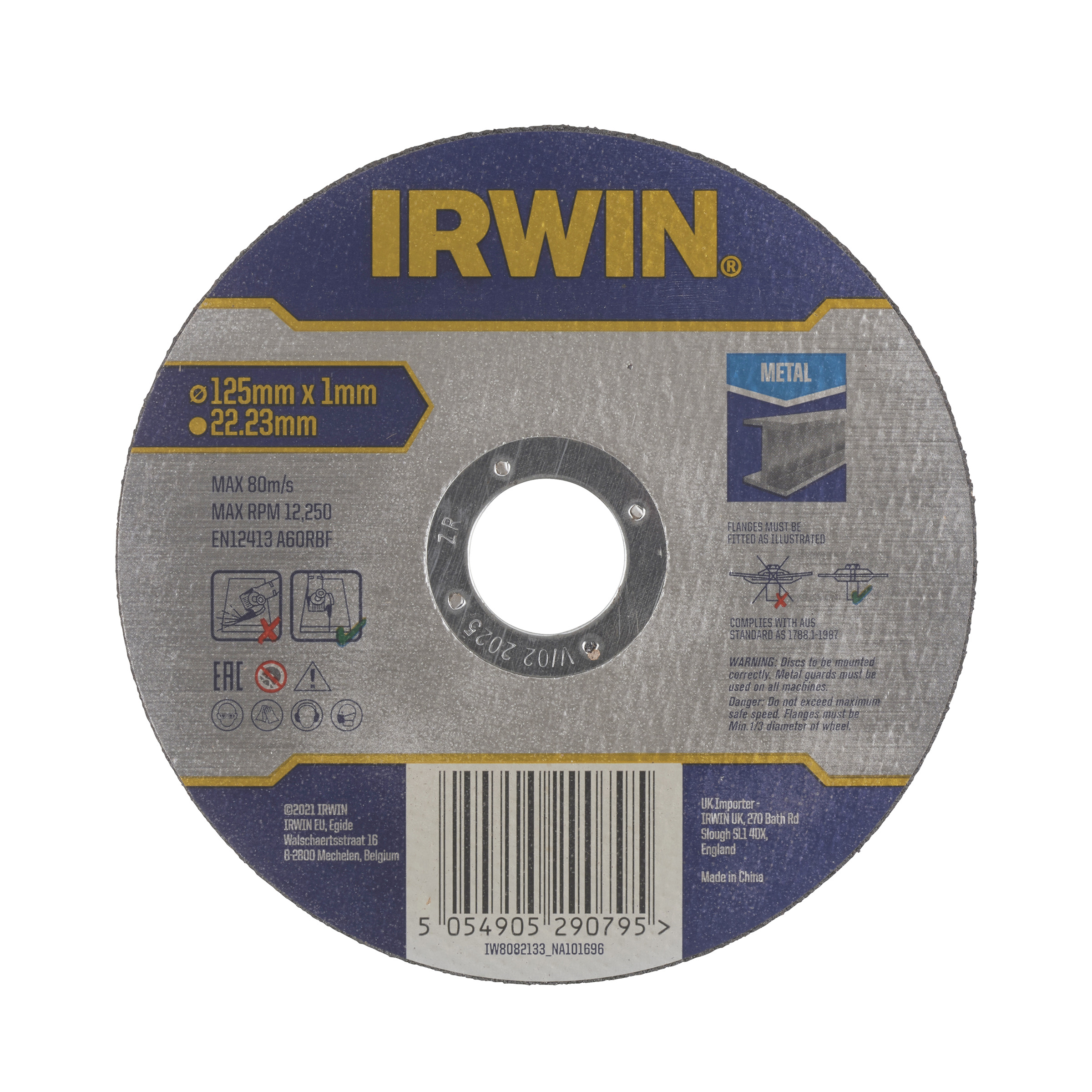 Abrasiv kappeskive Irwin IW8082133; 125x1 mm