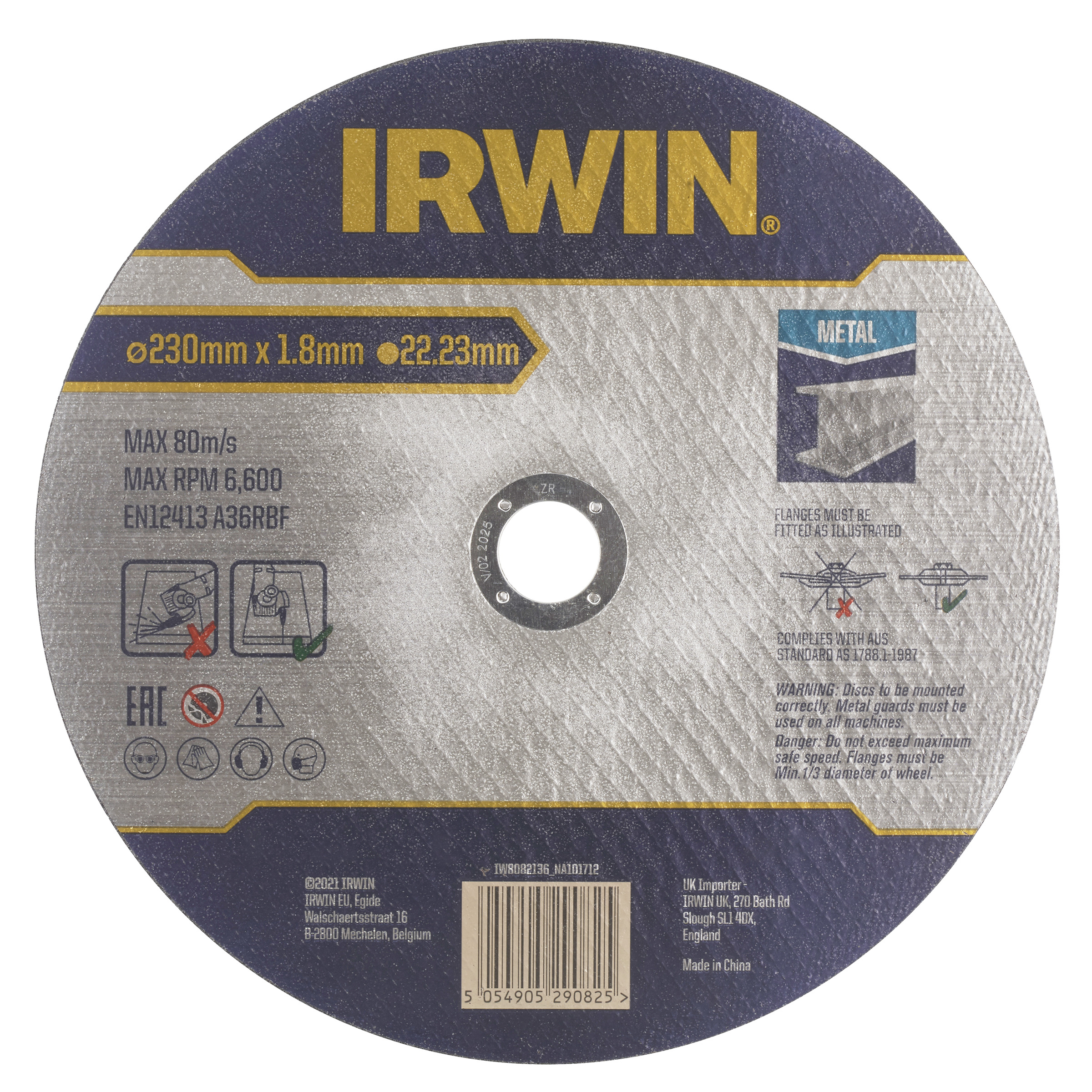 Abrasiv kappeskive Irwin IW8082136; 230x1,8 mm