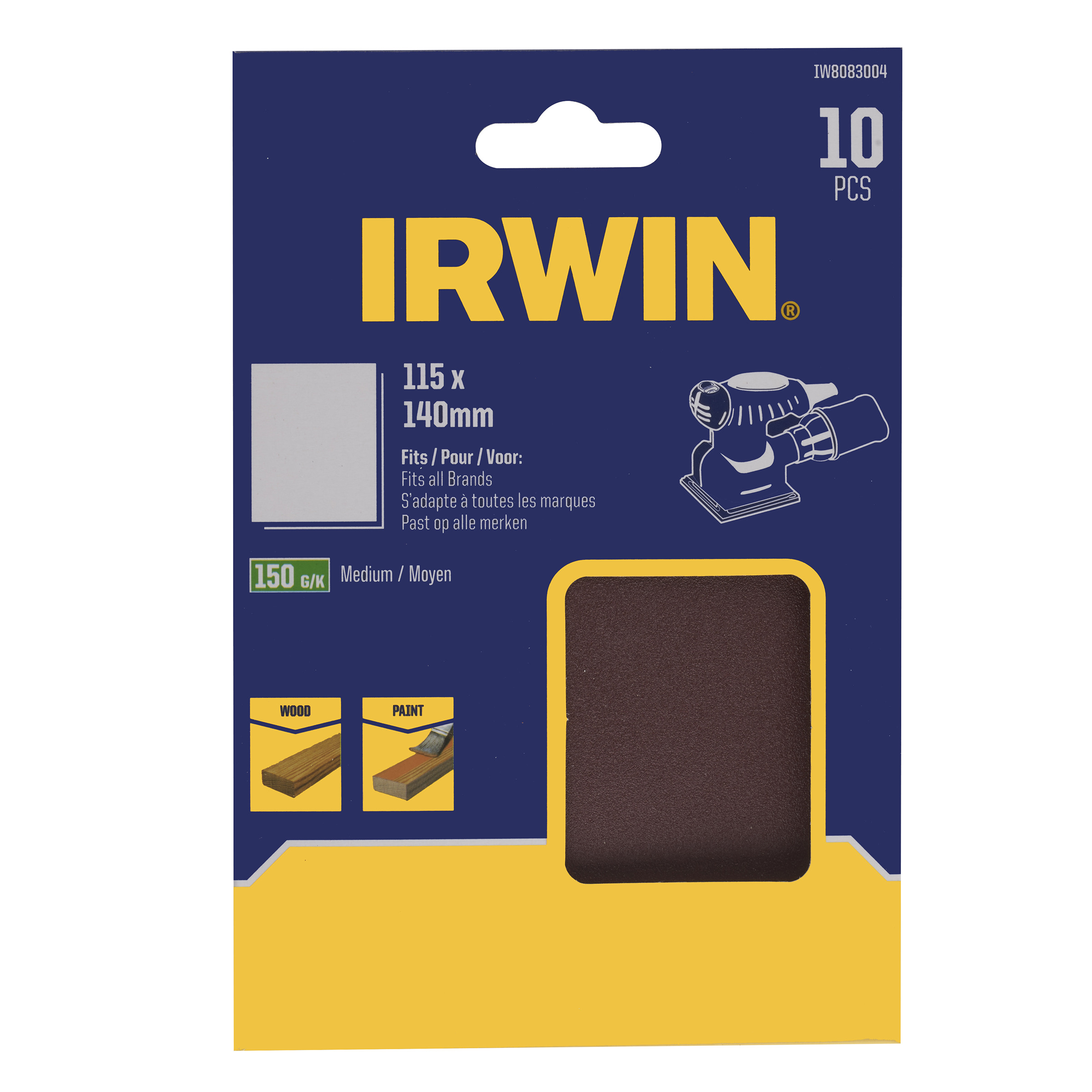 Sandpapir Irwin IW8083004; 140x115 mm; P150; 10 stk