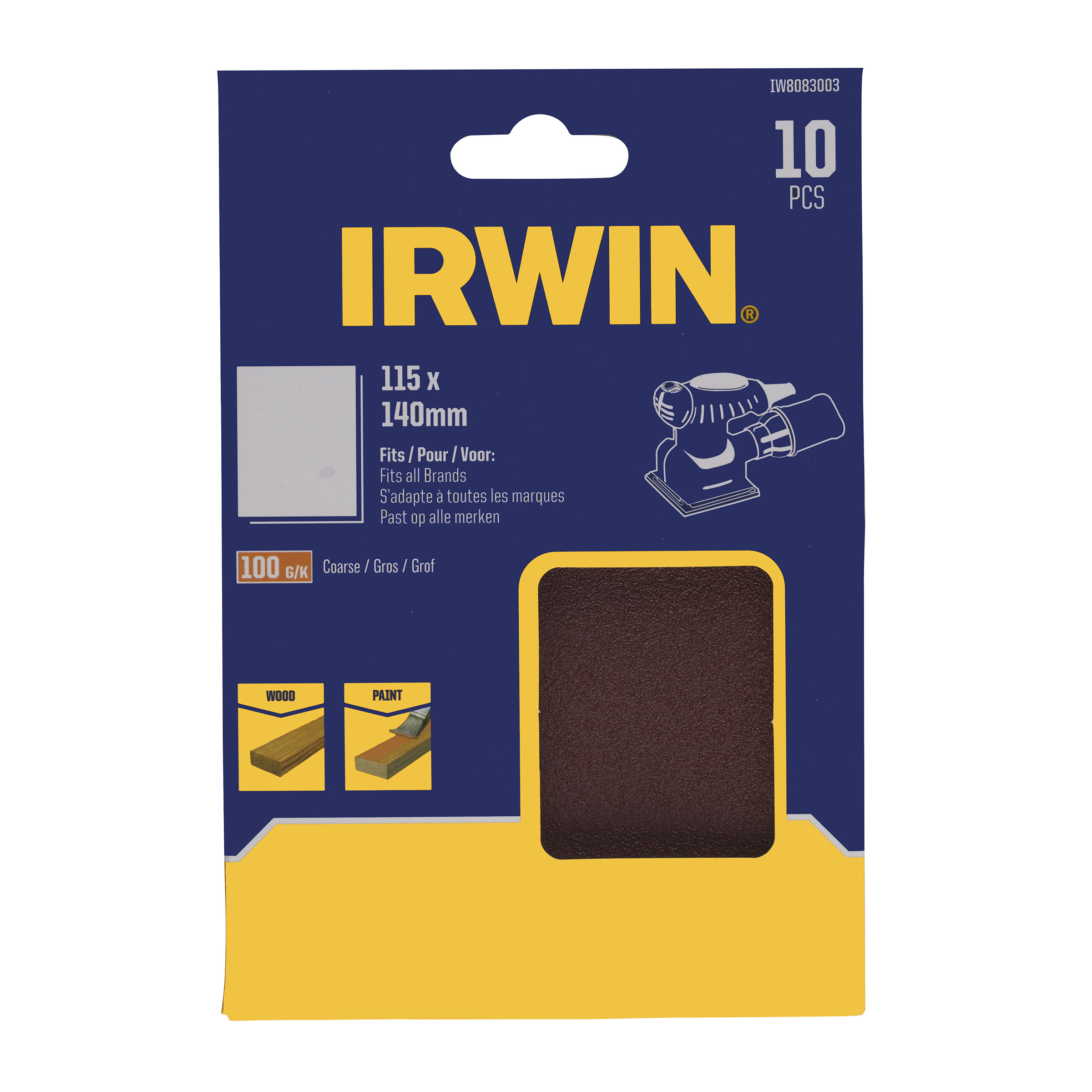 Sandpapir Irwin IW8083003; 140x115 mm; 10 stk