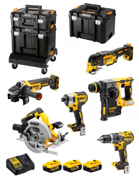 Verktøysett DeWalt DCK685P3T-QW (DCD796 + DCF887 + DCH273 + DCG405 + DCS570 + DCS355); 18 V; 3x5,0 Ah batt.