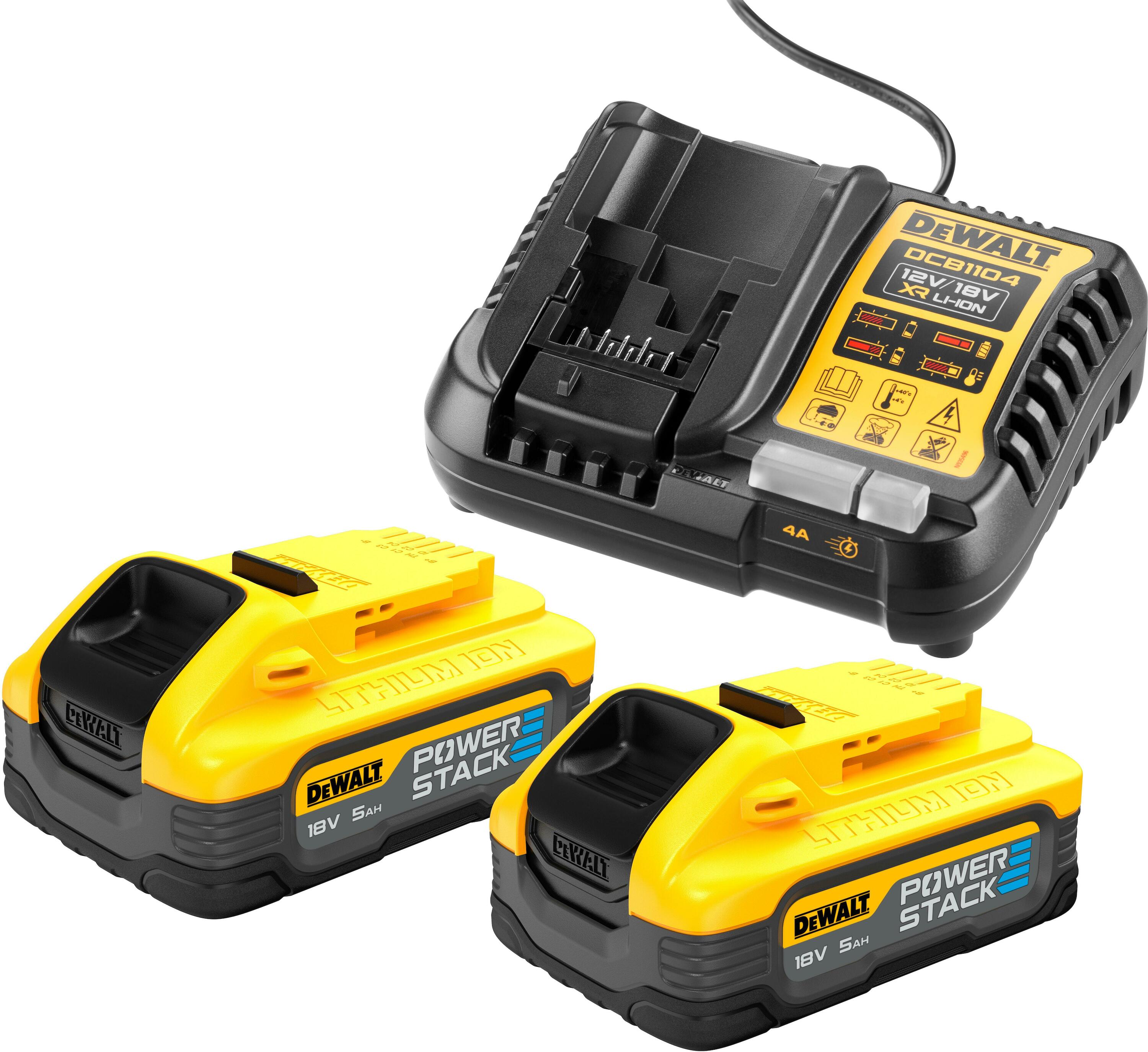 Tilbehørsett DeWalt DCB1104H2-QW; 18 V; 2x5,0 Ah batt.