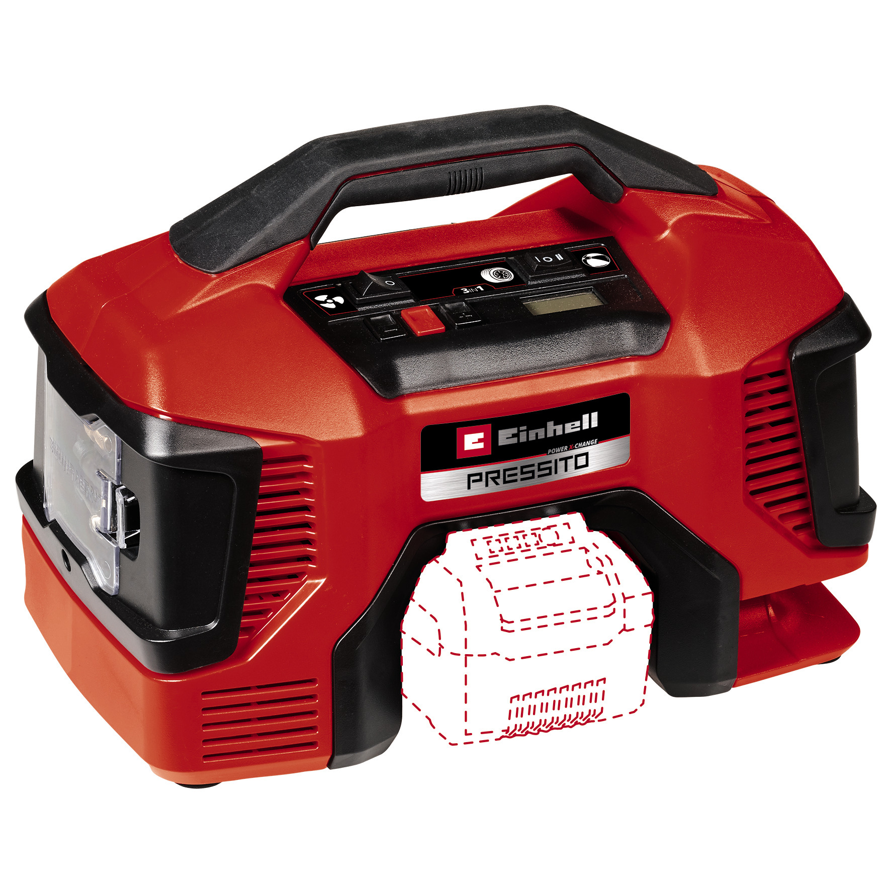 Trådløs luftpumpe Einhell PRESSITO 18/21 SOLO; 18 V (uten batteri og lader)