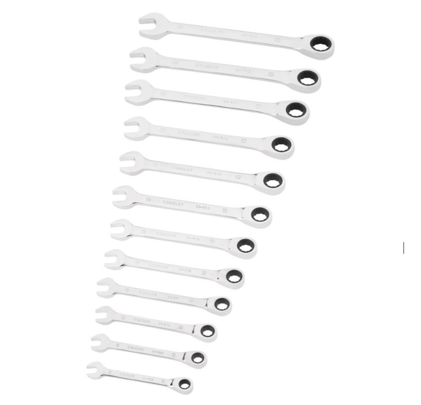 Skralle fastnøkkelsett Stanley STMT82847-0; 8-19 mm; 12 stk