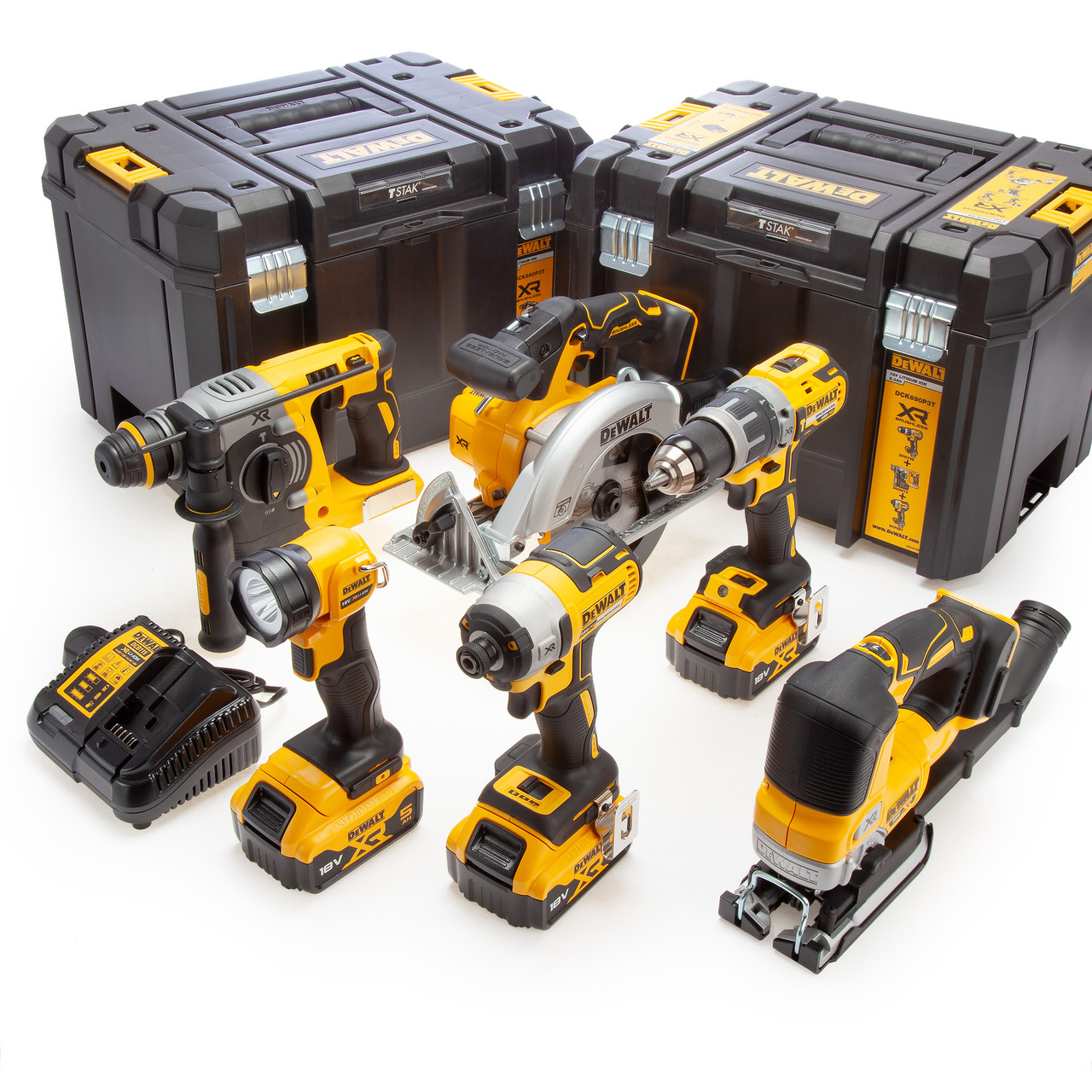 Verktøysett DeWalt DCK690P3T-QW (DCD796+DCF887+DCS565+DCS334+DCH273+DCL040); 18V; 3x5,0 Ah batt.