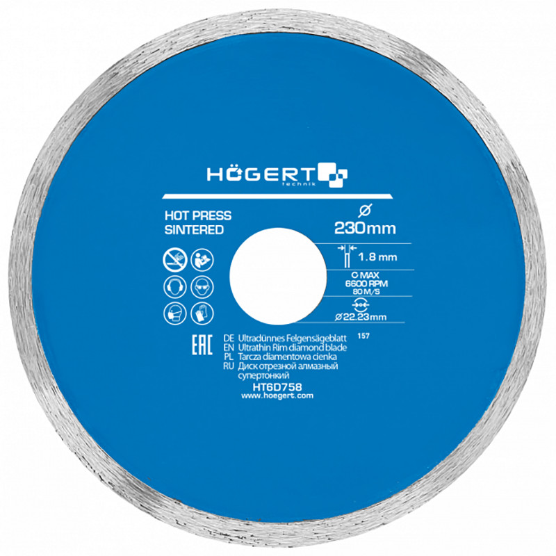 Diamantkappeskive Hogert HT6D758; 230x22,23x1,8 mm