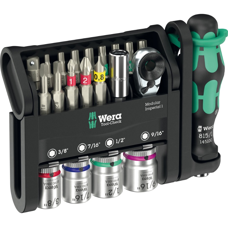 Stikkontakt og bitsett Wera&nbsp;Modular Imperial 1&nbsp;WE05049001001; 21 stk