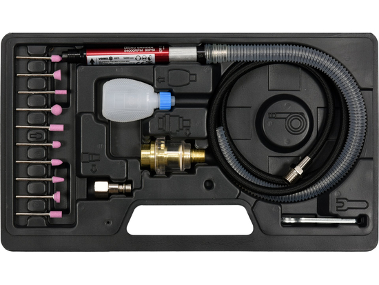 Trykkluftdrevet rettsliper Vorel 80970 + tilbehør