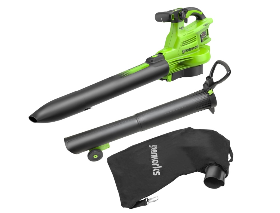 Batteridrevet løvblåser/suger Greenworks BL48L01-01; 2x24 V (uten batteri og lader)