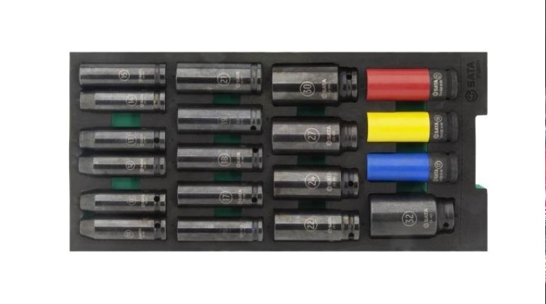 Slagpipersett Sata ST09007G; 1/2''; 19 stk