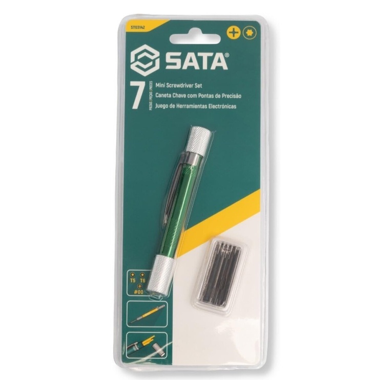 Skrutrekkerhåndtak Sata ST03142 + skrutrekker bits