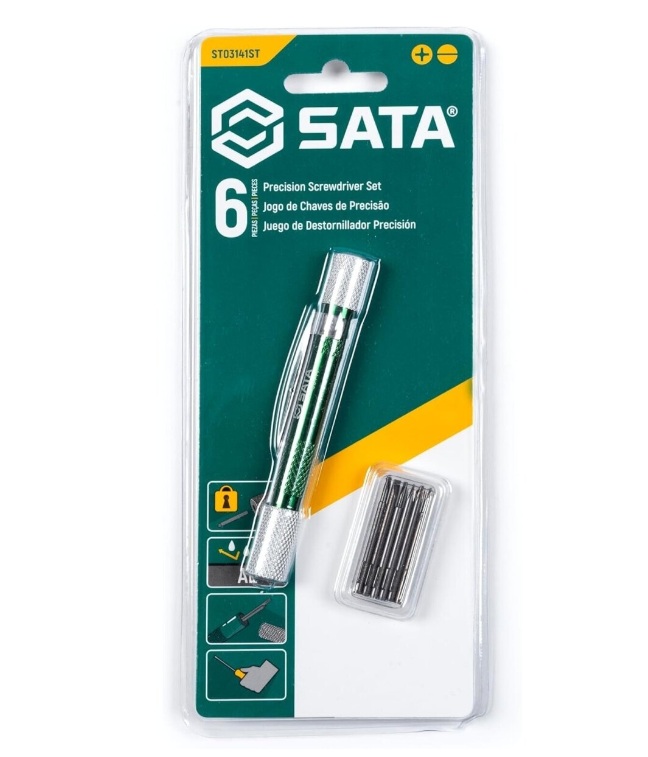 Skrutrekkerhåndtak Sata ST03141ST + skrutrekker bits