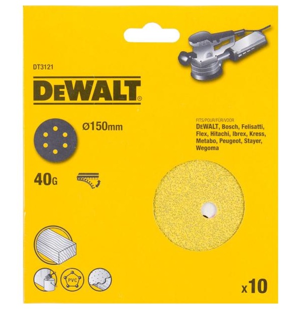 Sandpapir til planslipere DeWalt DT3126-QZ; 150 mm; K180; 10 stk