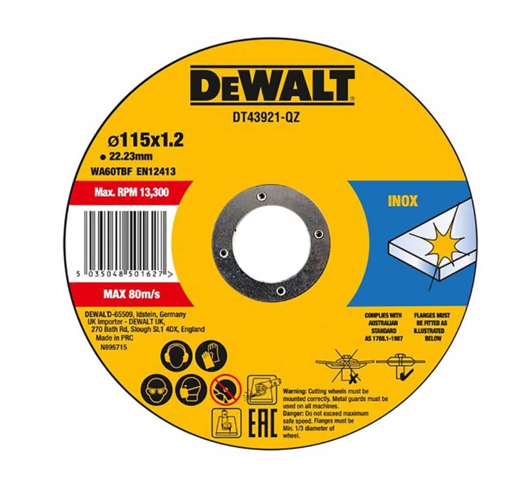 Kappeskive DeWalt DT43921-QZ; 115x22,23x1,2 mm; 10 stk