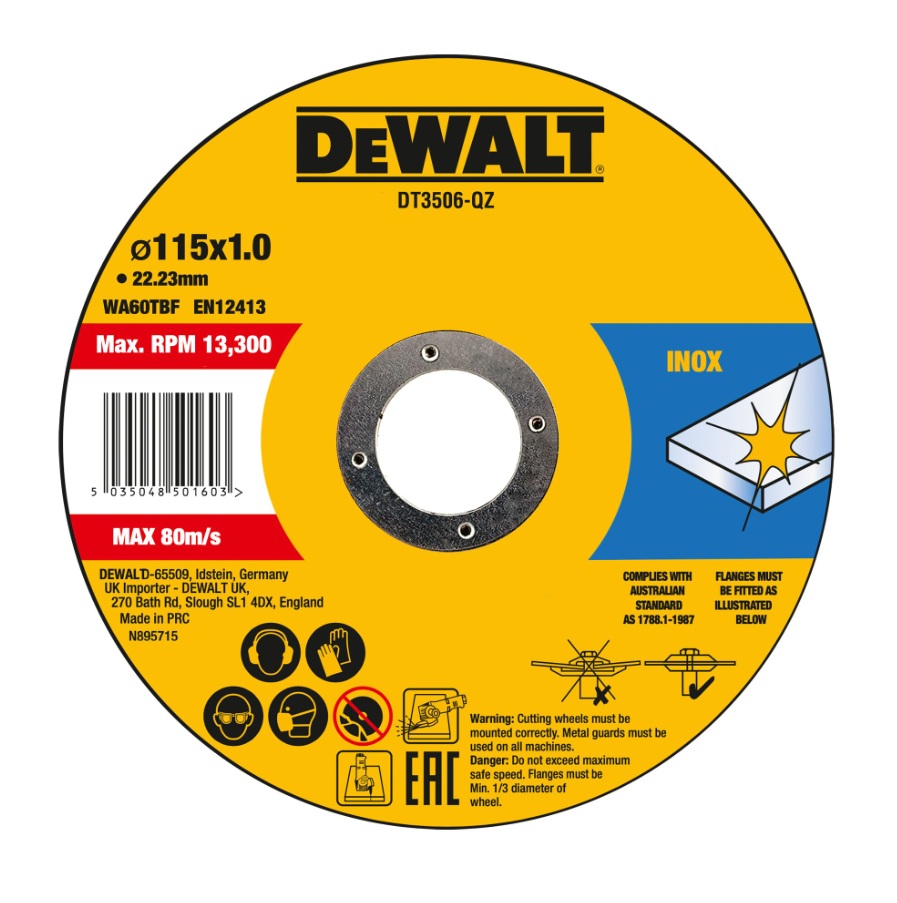 Abrasiv kappeskive DeWalt DT3506-QZ; 115x22,23x1,0 mm; 10 stk