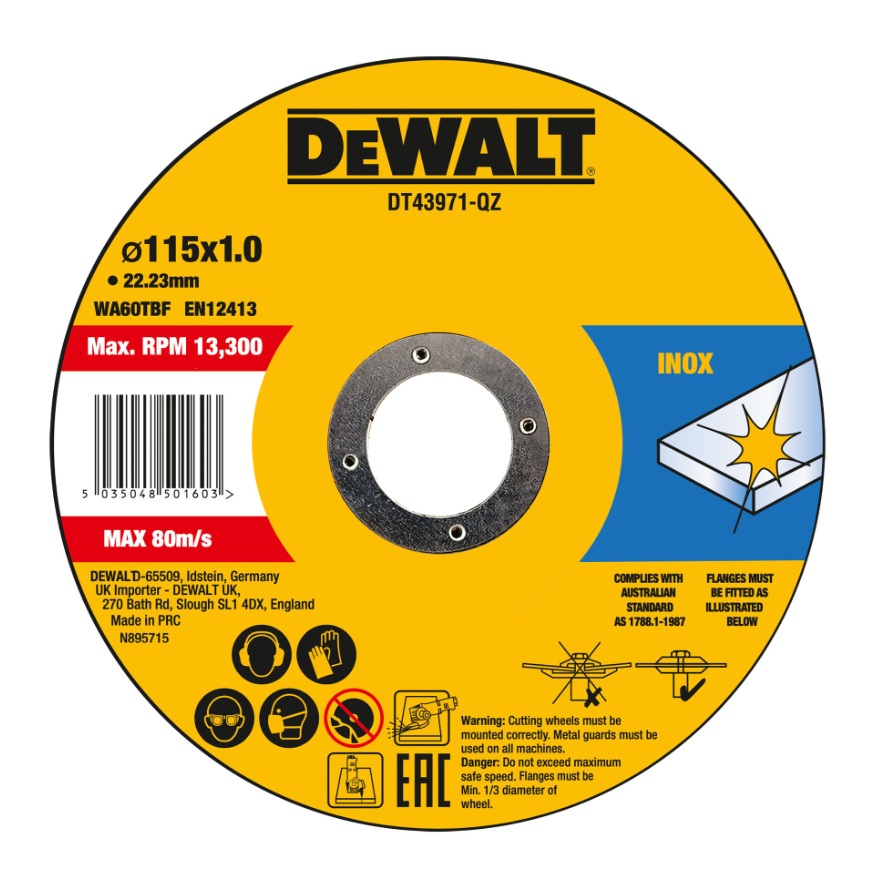 Abrasiv kappeskive DeWalt DT43971-QZ; 115x22,23x1,0 mm; 10 stk
