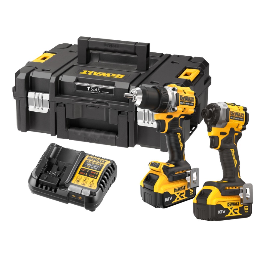 Verktøysett DeWalt DCK2051P2T-QW (DCD800 + DCF850); 18 V; 2x5,0 Ah batt.