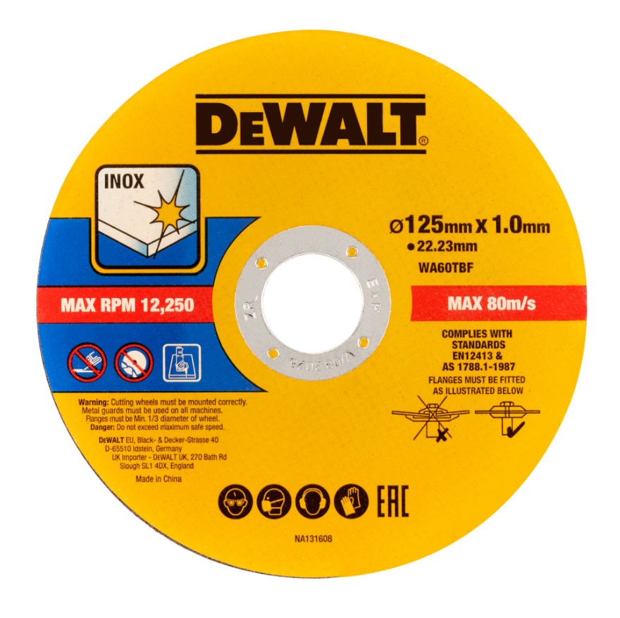 Abrasiv kappeskive DeWalt DT20594-QZ; 125x22,23x1,0 mm; 25 stk