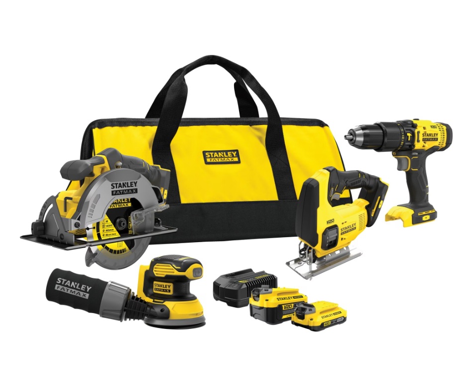 Verktøysett Stanley SFMCK412MDS-QW (SFMCD711+SFMCS500+SFMCS600+SFMCW220); 18V; 1x2,0/4,0 Ah batt.