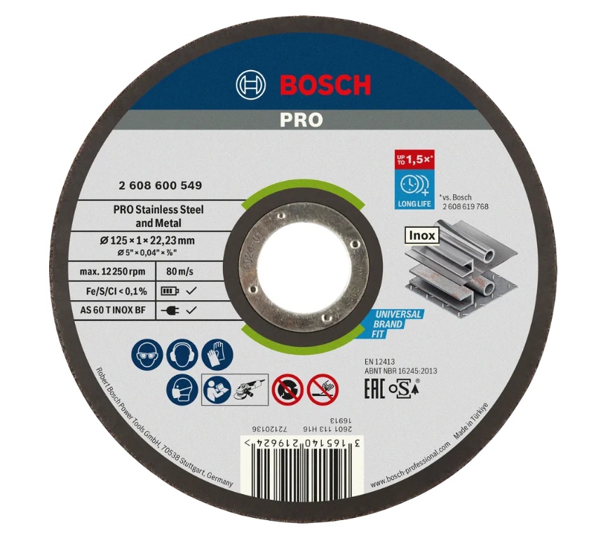 Abrasiv kappeskive Bosch 2608626113; 125x22,23x1,0 mm; 100 stk