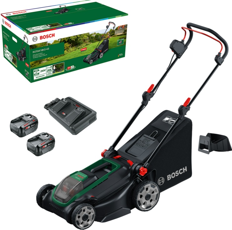 Gressklipper Bosch Rotak 18V2-43; 18 V; 2x4,0 Ah batt.