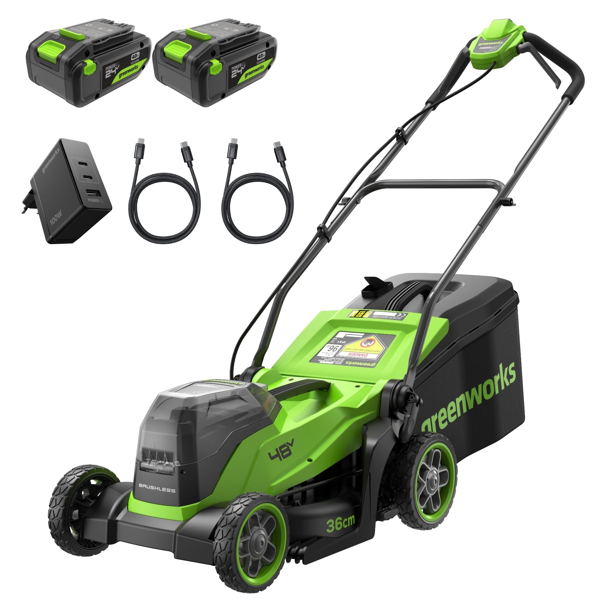 Gressklipper Greenworks MO48L421-01; 48 V; 36 cm; 2x4,0 Ah batt.