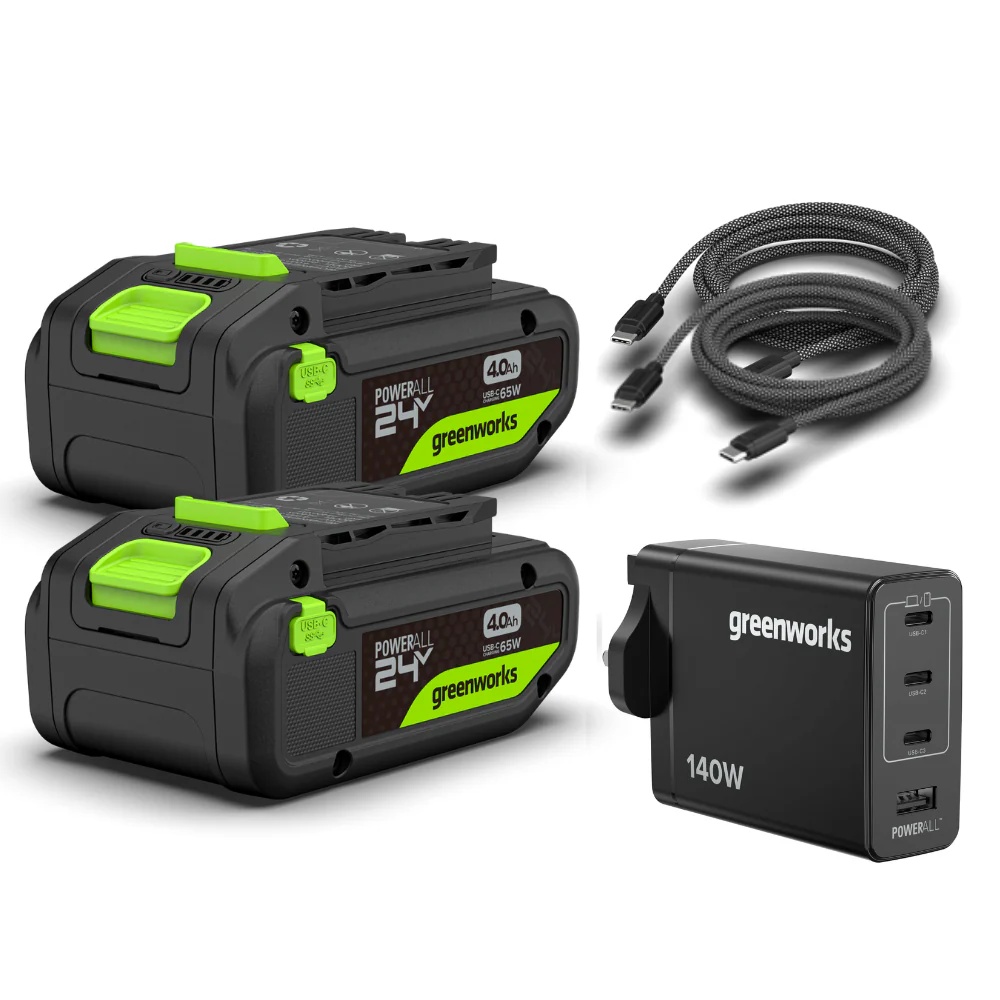 Batterier Greenworks K2D8NNAA1; 24 V; 2x4,0 Ah batt.