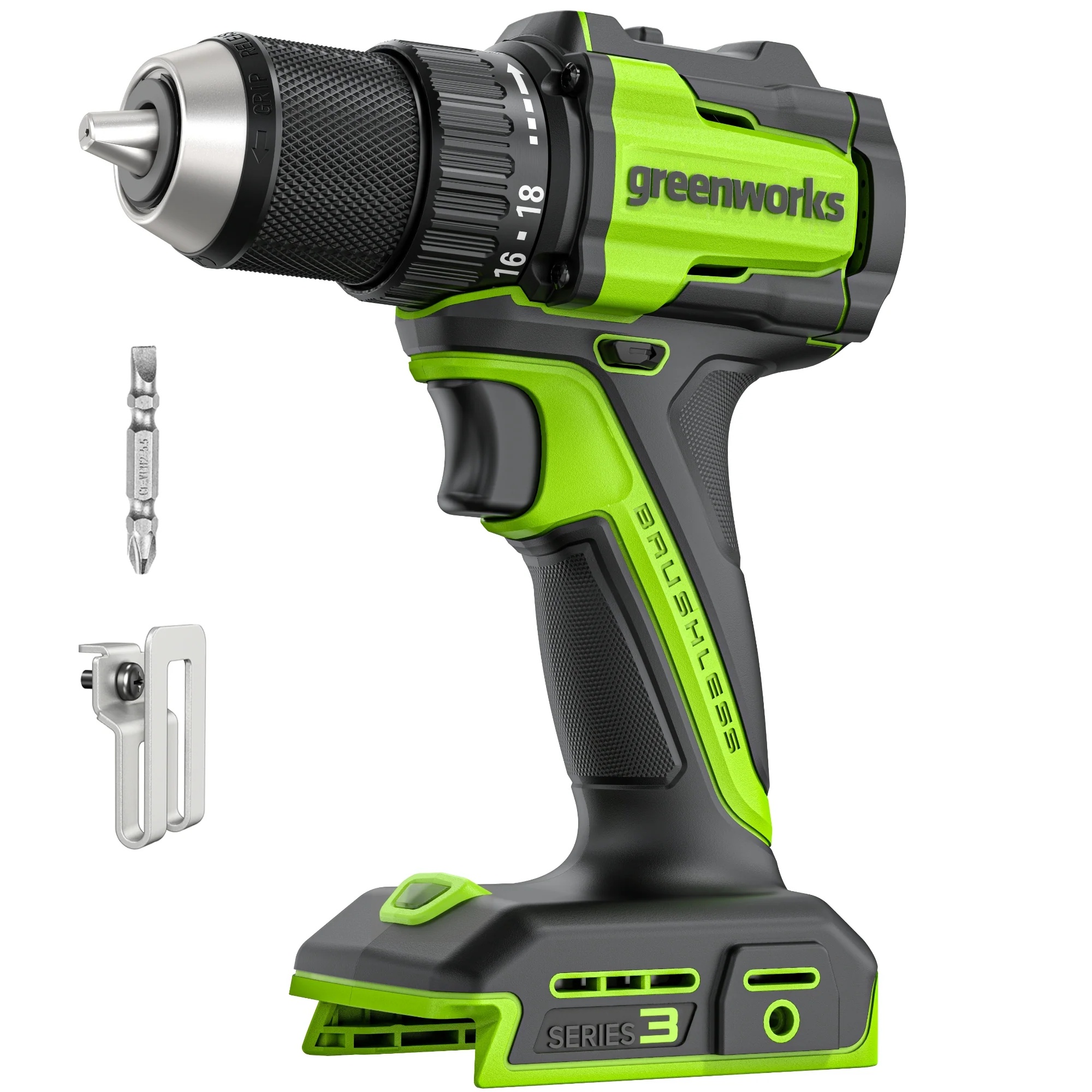 Batteridrevet borskrutrekker Greenworks DD345A1; 24 V; 1x2,0 Ah batt.