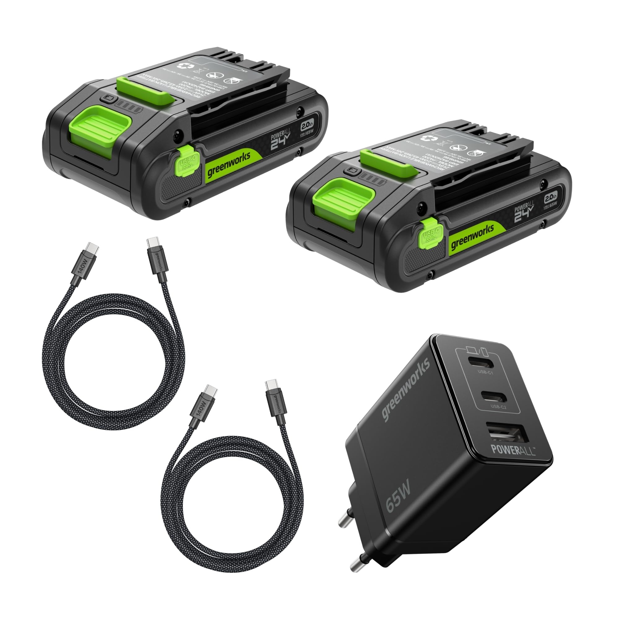 Batterier Greenworks K2D4DEAA1; 24 V; 2x2,0 Ah batt.