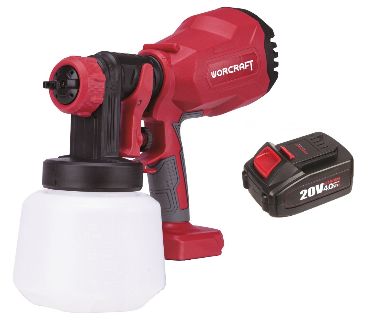 Lakksprøyte Worcraft CSG-S20LIA; 20 V; 1x4,0 Ah batt.